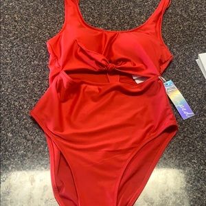 Red one piece bathingsuit!!